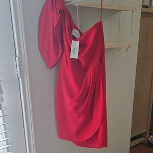 Chic One-Shoulder Red Dress